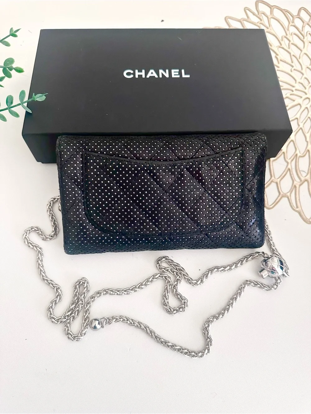 CHANEL Perforated Gusset Flap Wallet